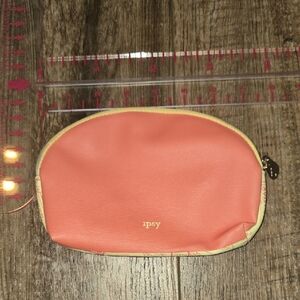 Ipsy Coral Cosmetic Bag with Cream Trim
